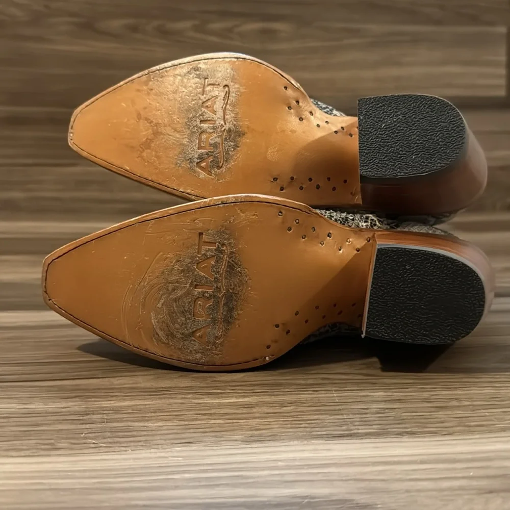 Ariat Leather Snake Print Dixon Snip Toe Ankle Slip On Bootie Boots 6.5 - Picture 11 of 14